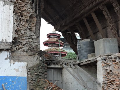 Durbar Square, Kathmandu, a huge hole in the old palace, then museum 