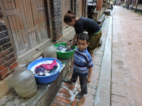 doing the laundry with mum