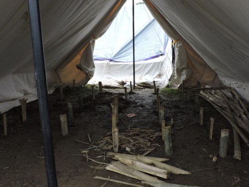 the bottom of the tent has to be lifted off the ground