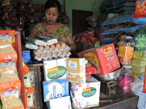 With the money of a sponsor I buy food for the school in a small grocery store