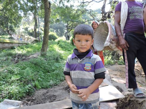 Construction site: building an earthquake safe toilet at Pashupatinath